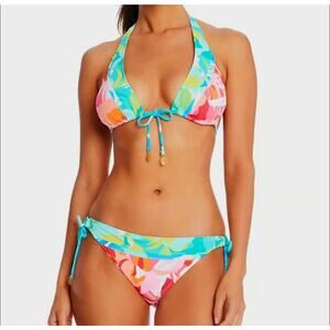 Bleu Rod Beattie Pink & Blue Summer Escapes Two Piece Bikini Swimsuit Size 12
